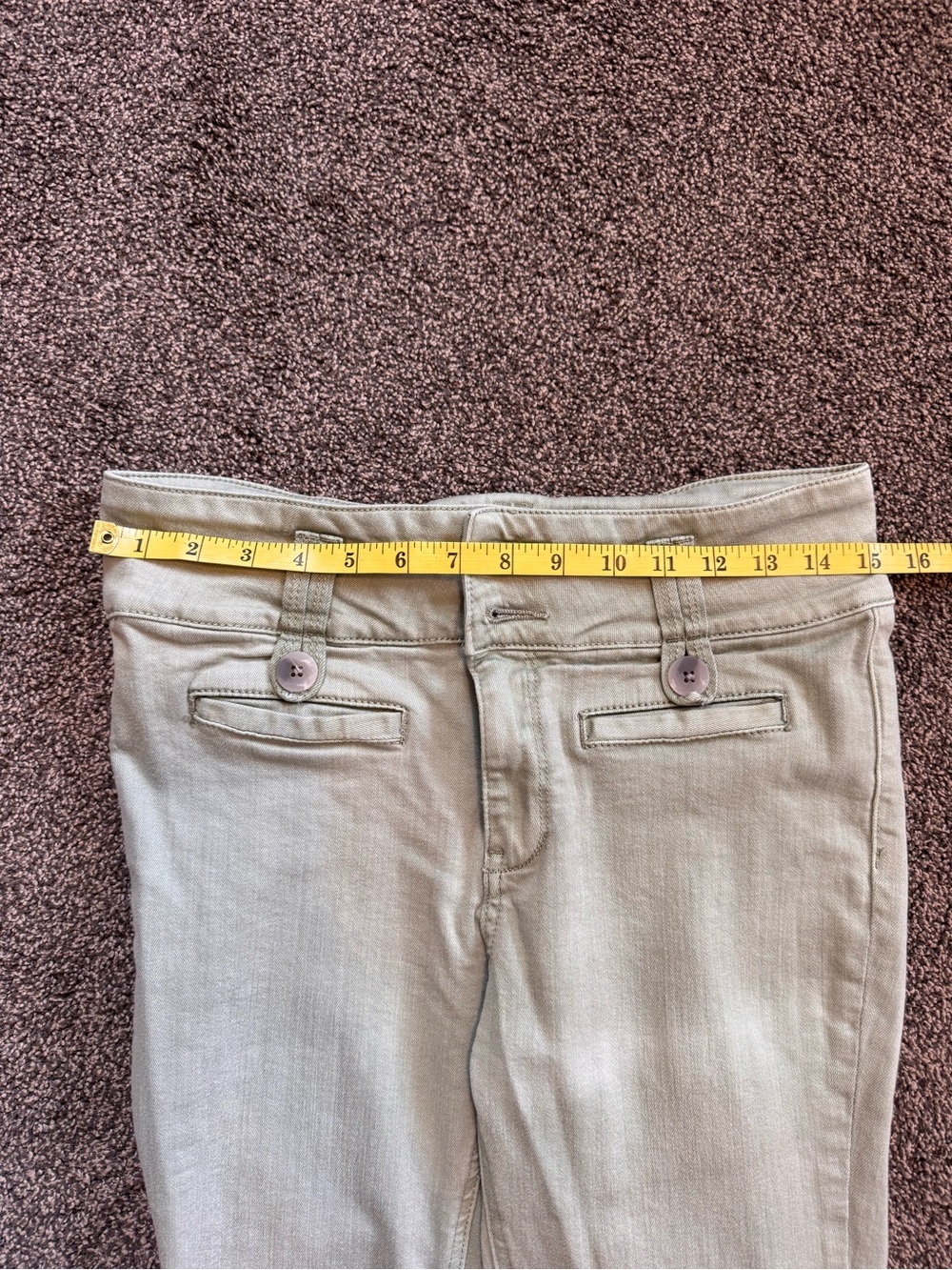 Pilcro and The LeatherPress Sage Green High-Rise Cropped Flare Pants Jeans Sz 27 - Picture 11 of 13